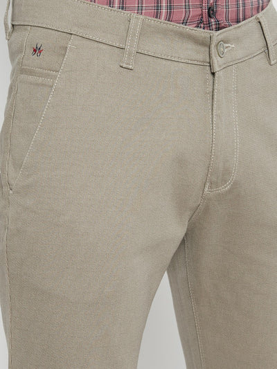 Tan Printed Slim Fit Trousers - Men Trousers