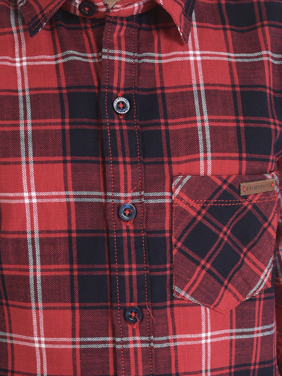 Red Checked Shirt-Boys Shirts-Crimsoune Club