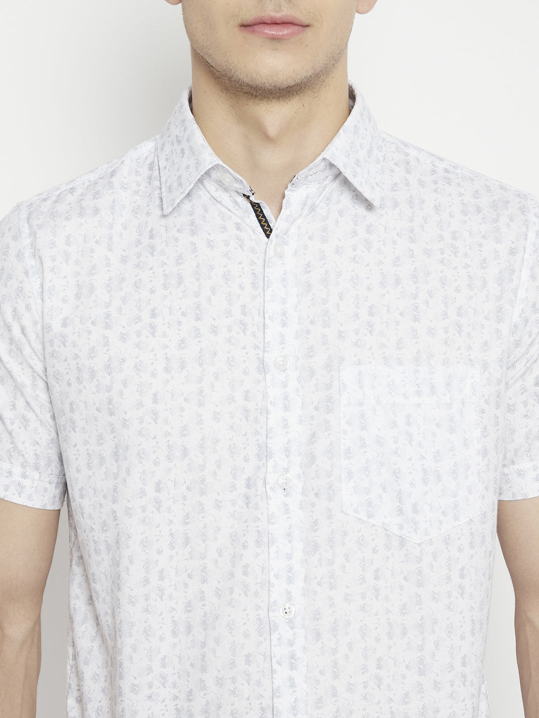 White Printed Slim Fit shirt - Men Shirts