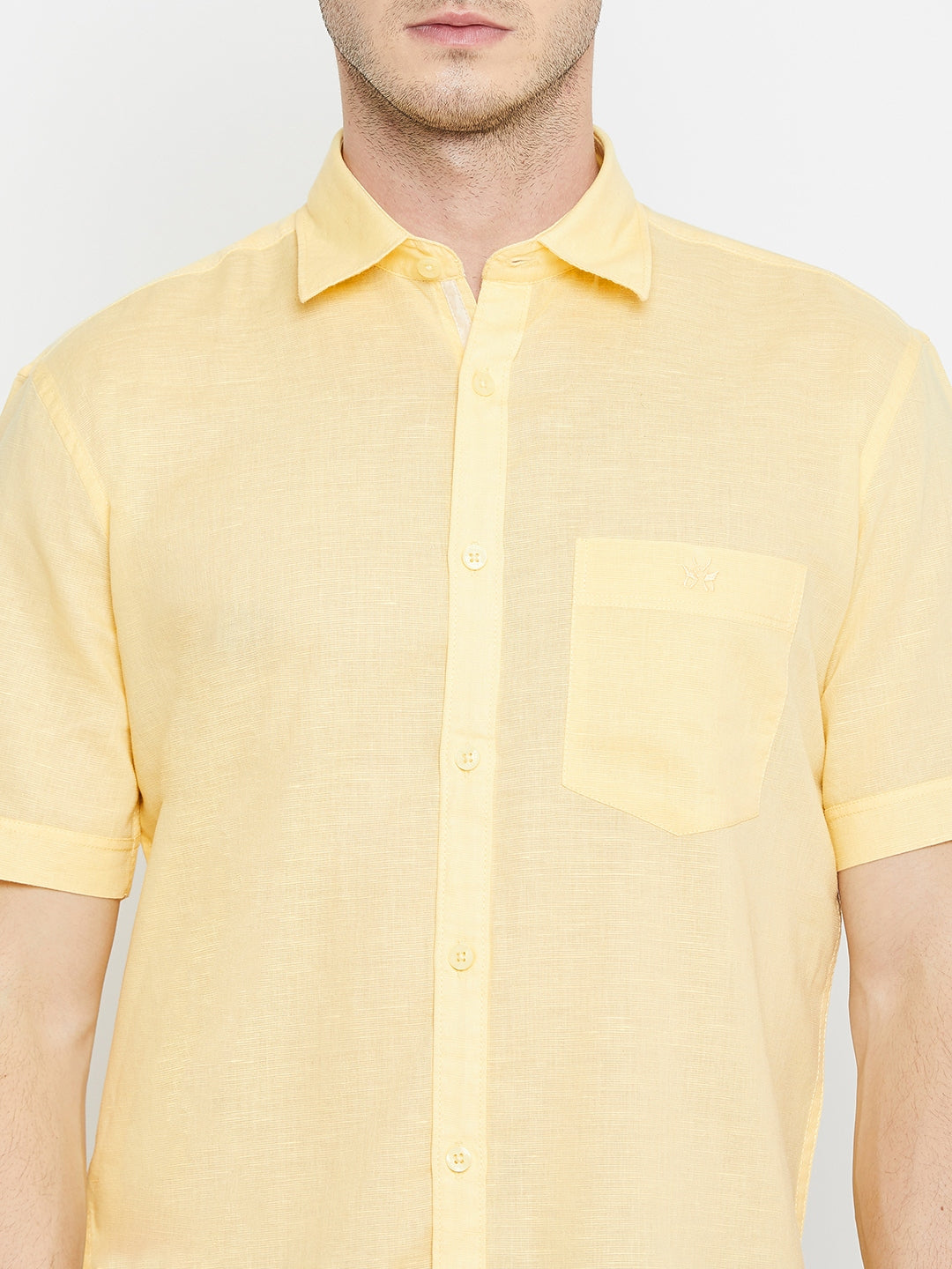 yellow Cotton Linen Shirt - Men Shirts