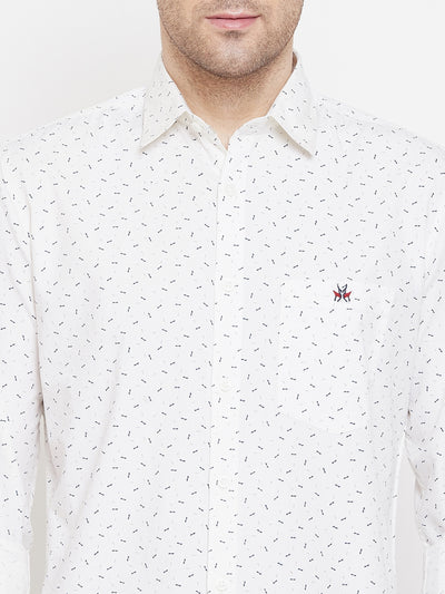 Printed White Button up Shirt - Men Shirts