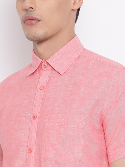 Pink Spread Collar Slim Fit Shirt - Men Shirts