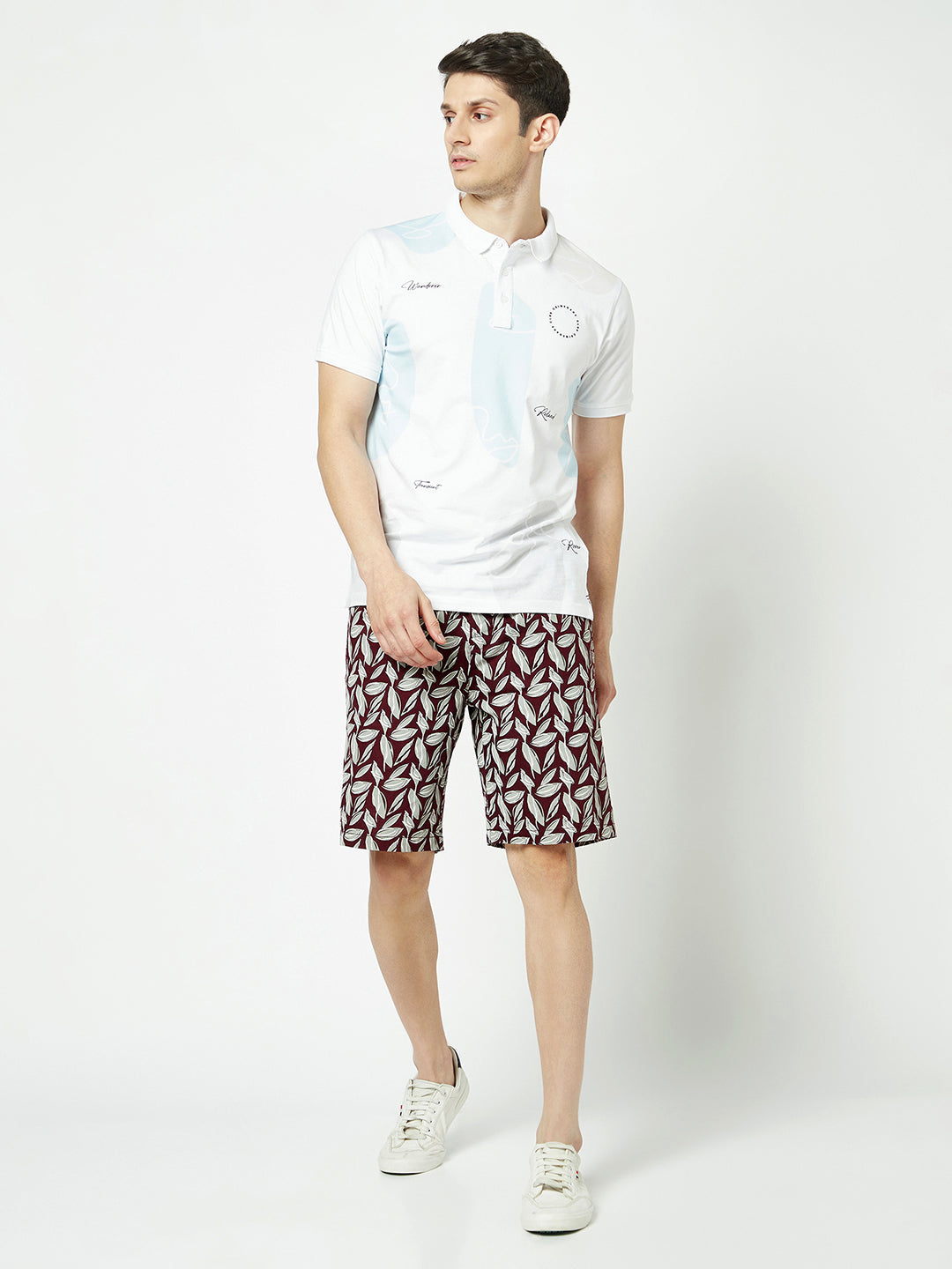 Polished Maroon Floral Shorts
