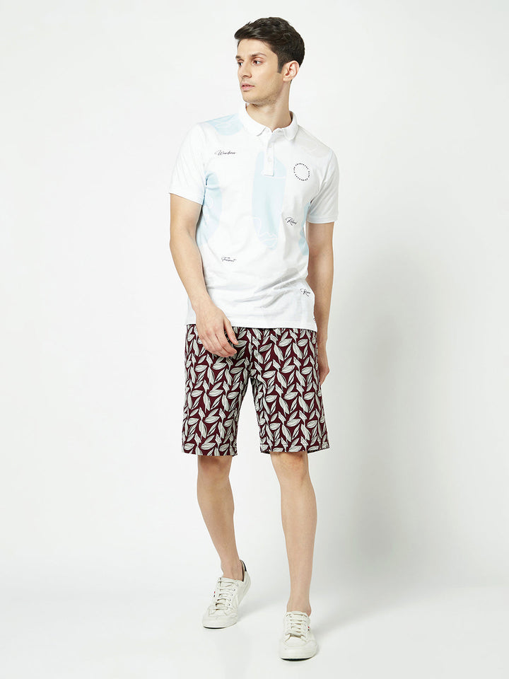 Polished Maroon Floral Shorts