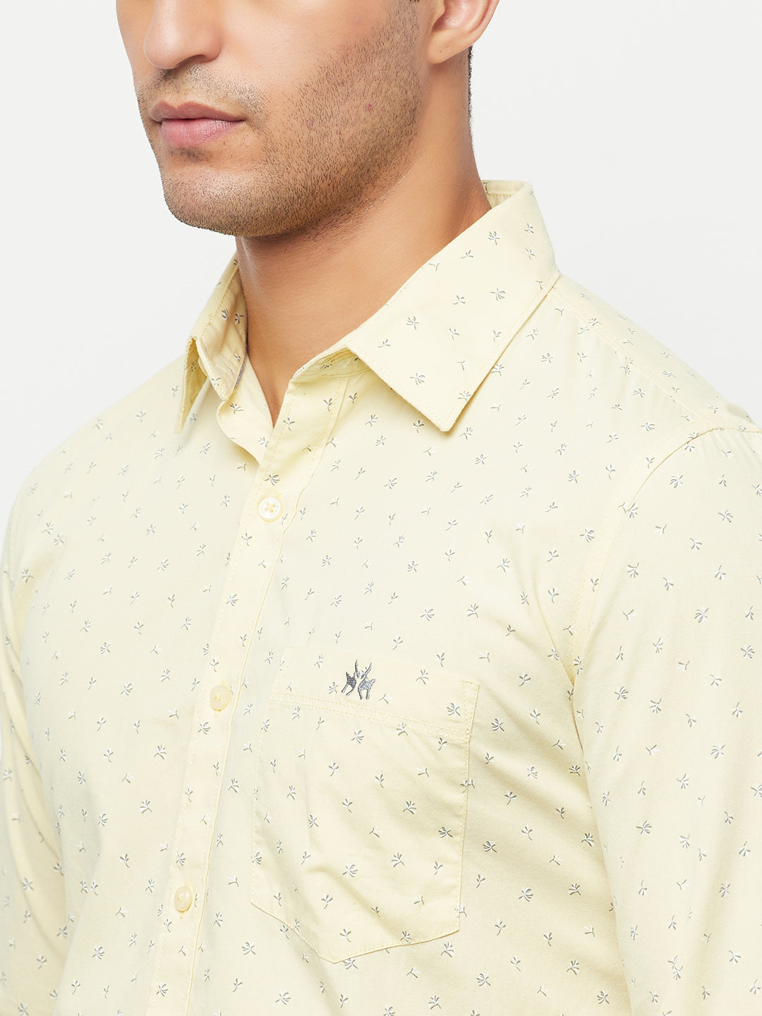 Yellow Floral Printed Shirt - Men Shirts