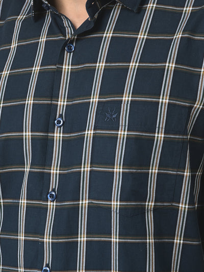 Navy Blue Checked Shirt 