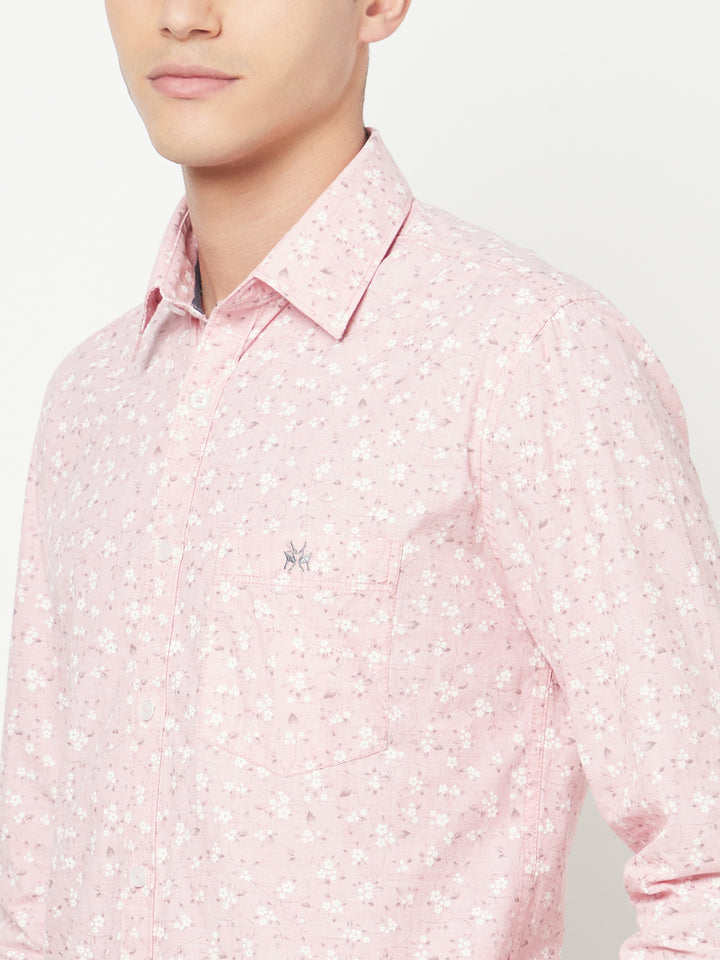 Pink Floral Printed Shirt - Men Shirts