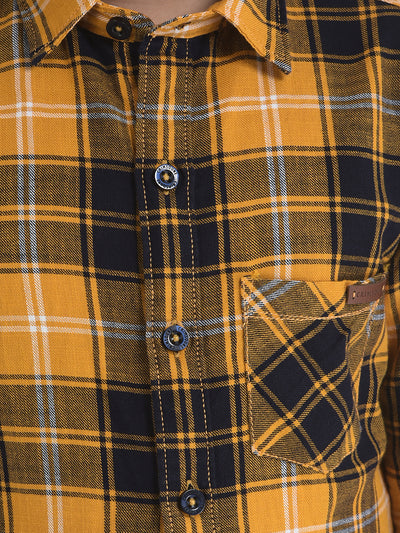 Mustard Yellow Checked Shirt-Boys Shirts-Crimsoune Club