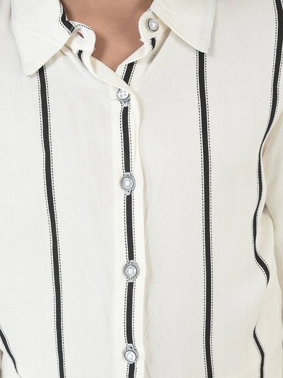 Off-White Dress with Stripes