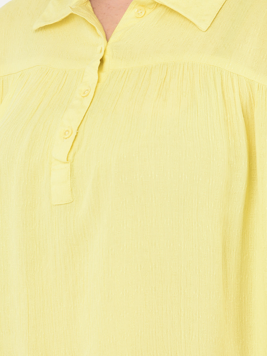 Yellow Spread Collar Top - Women Tops