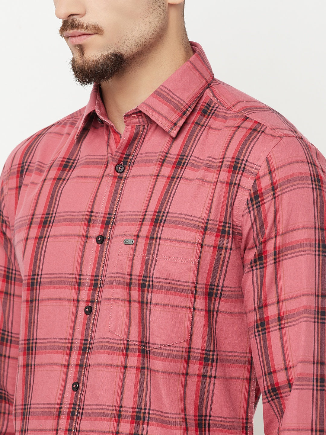 Pink Checked Casual Shirt - Men Shirts