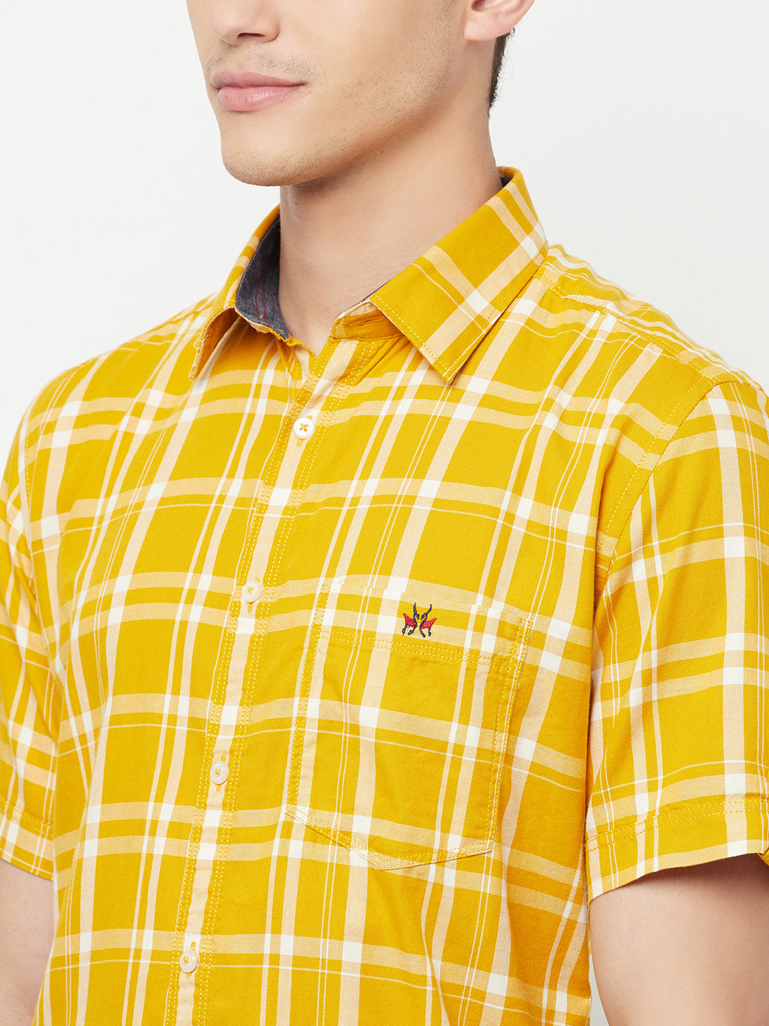 Mustard Checked Shirt - Men Shirts