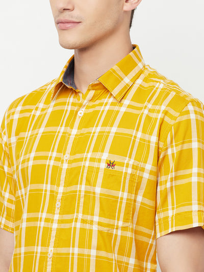 Mustard Checked Shirt - Men Shirts