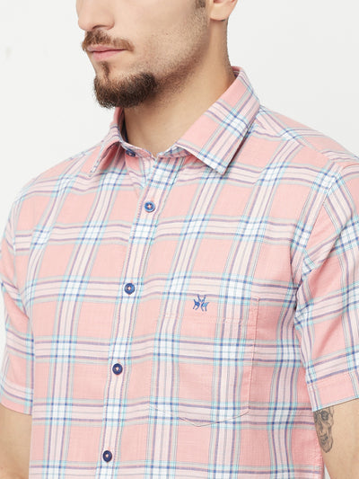 Pink Checked Casual Shirt - Men Shirts