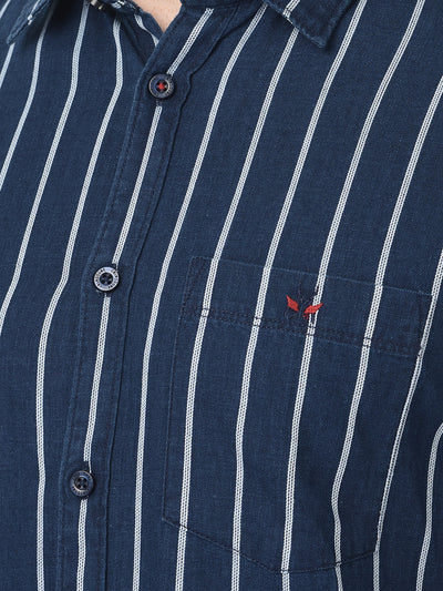 Navy Blue Striped Shirt-Men Shirts-Crimsoune Club