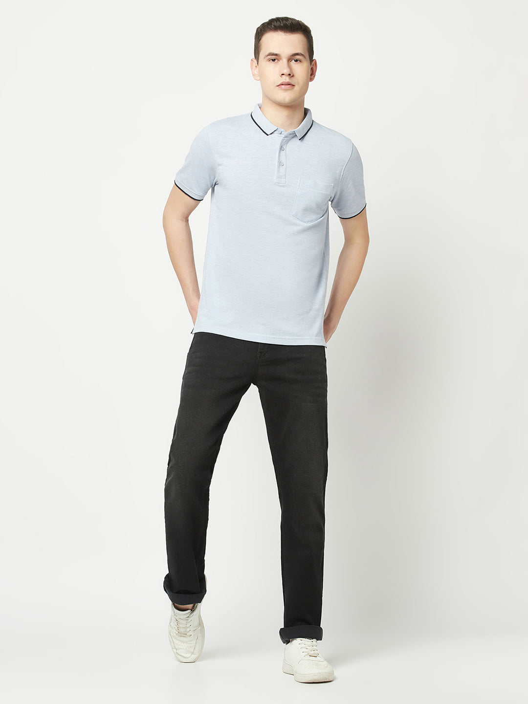  Sky Melange Polo T-Shirt