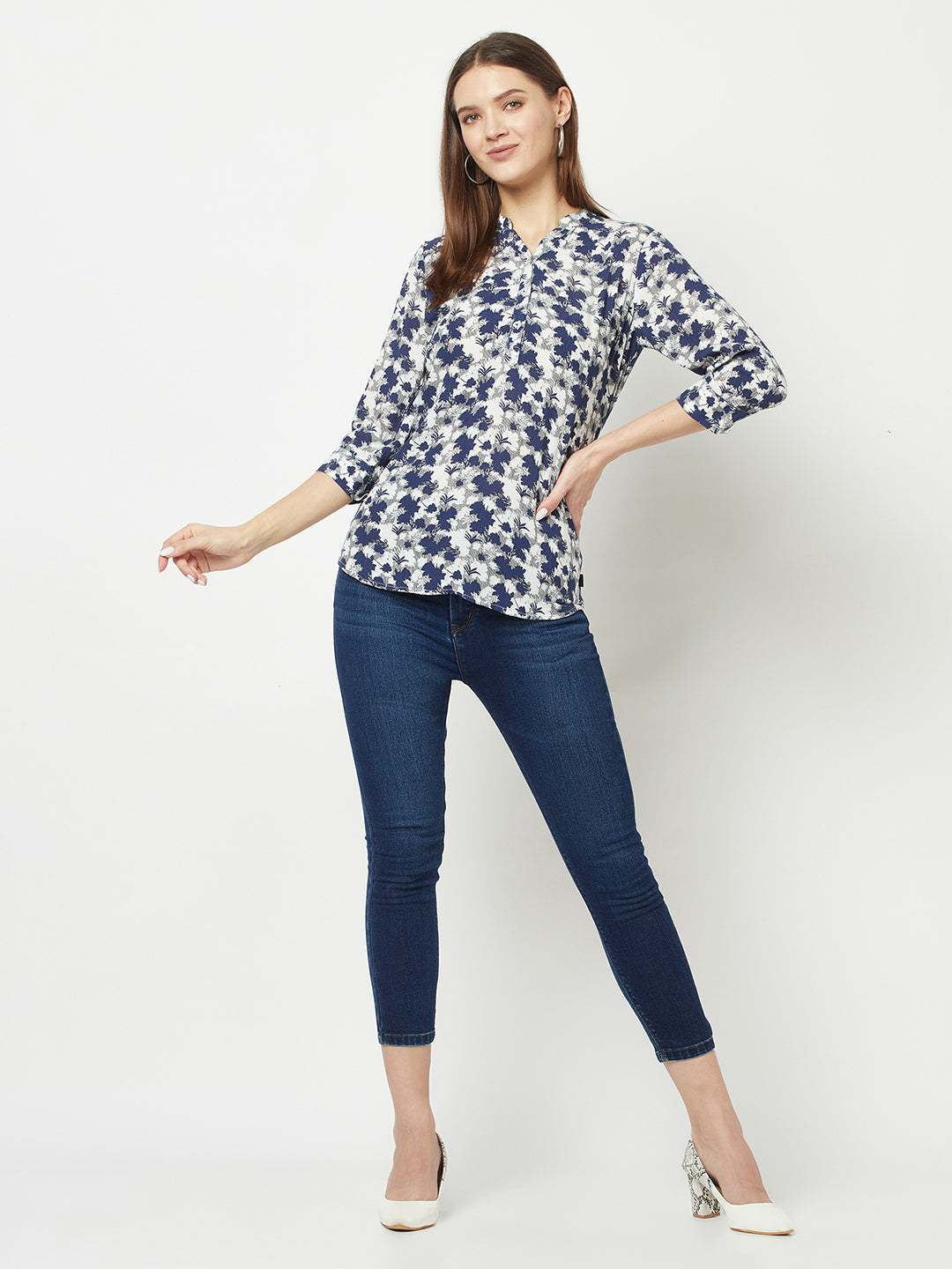  Indigo Abstract Print Top