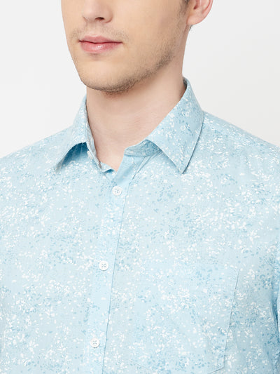 Blue Printed Casual Shirt - Men Shirts