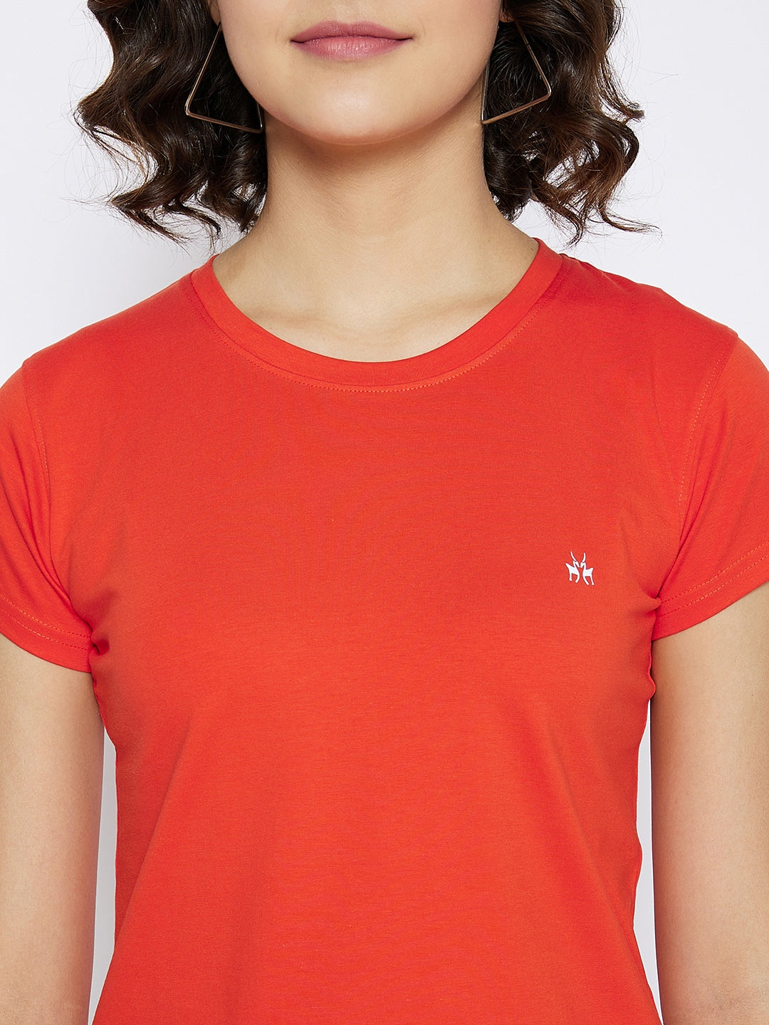Orange Round Neck T-shirt - Women T-Shirts
