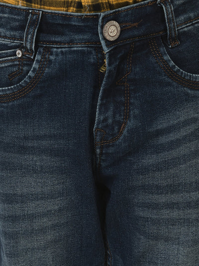  Dark Blue Jeans in Light Wash Detail