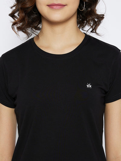 Black Round Neck T-shirt - Women T-Shirts