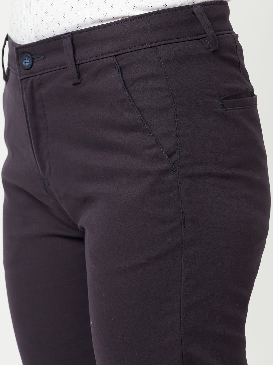 Navy Blue Slim Trousers-Women Trousers-Crimsoune Club