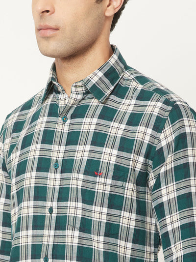   Teal Green Shirt in Tartan Checks 