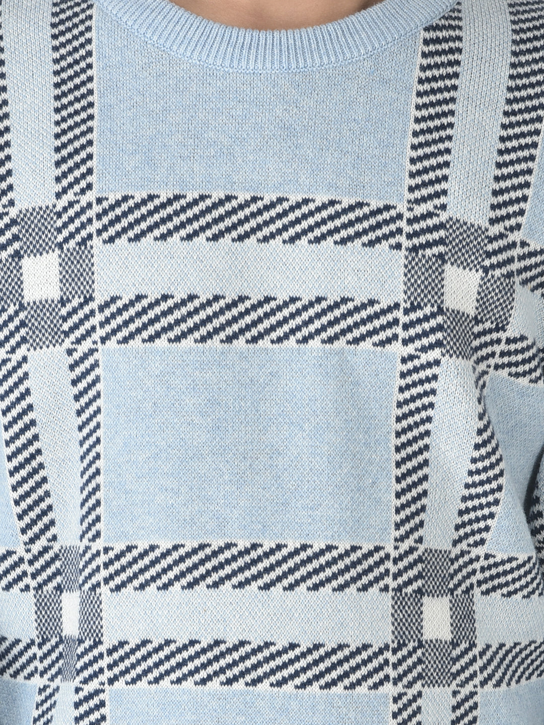  Sky Windowpane Checked Sweater