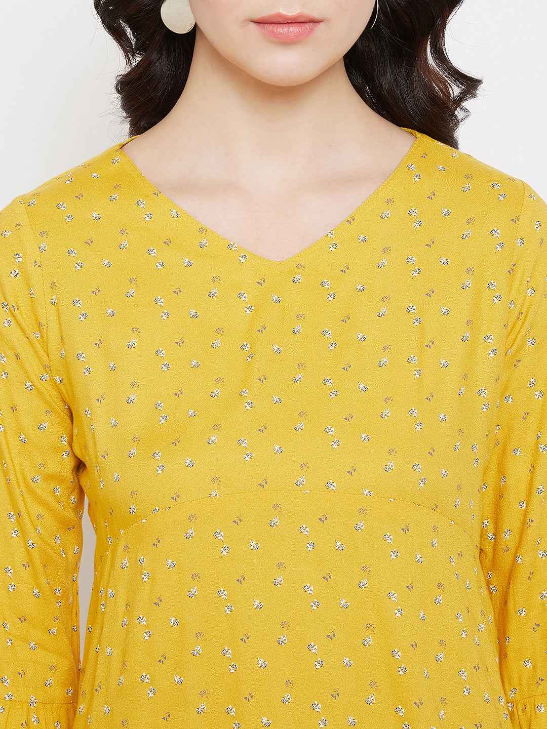 Yellow V neck casual top