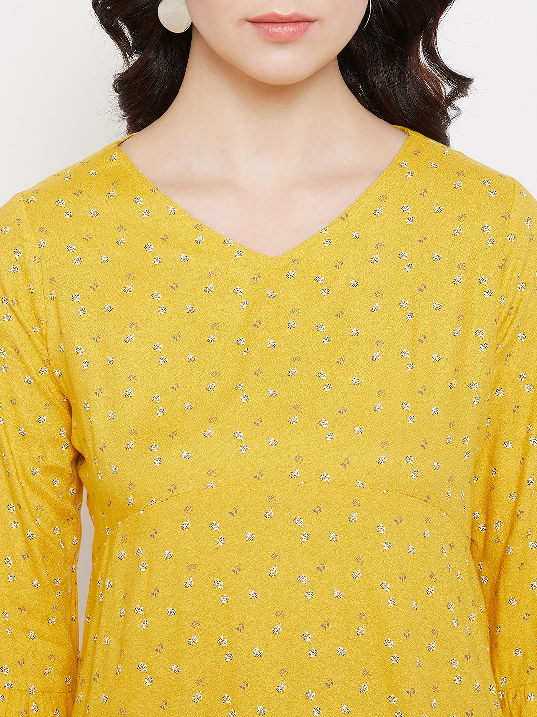 Yellow V neck casual top - Women Tops