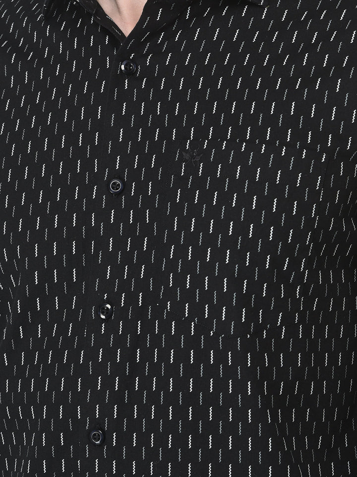  Black Geometric Print Shirt