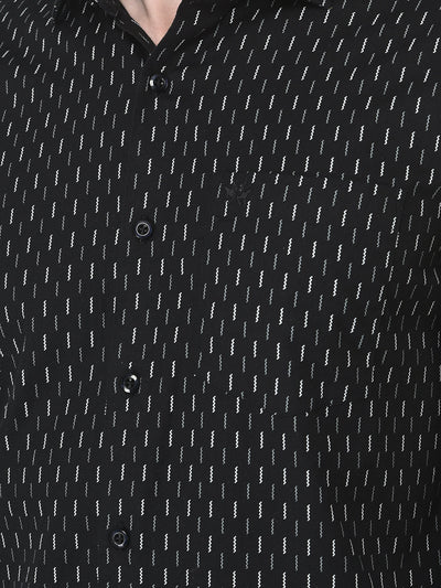  Black Geometric Print Shirt