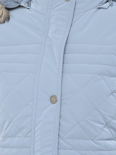 Blue Detachable Hood Jacket - Women Jackets