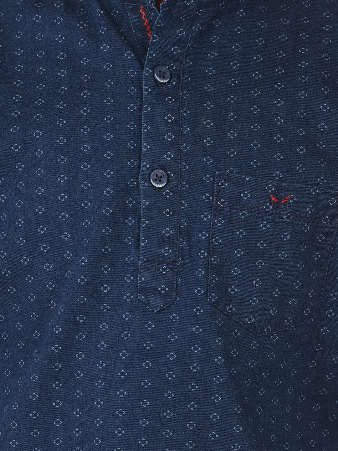Navy Blue Printed Kurta - Boys Kurta