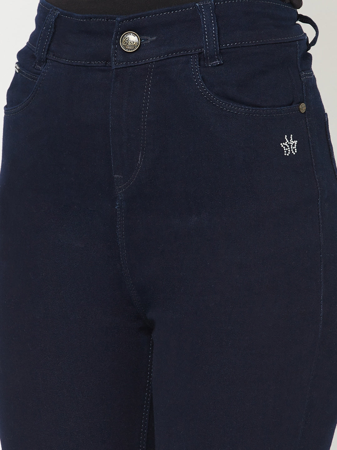 Navy Blue High Waist Jeans - Women Jeans