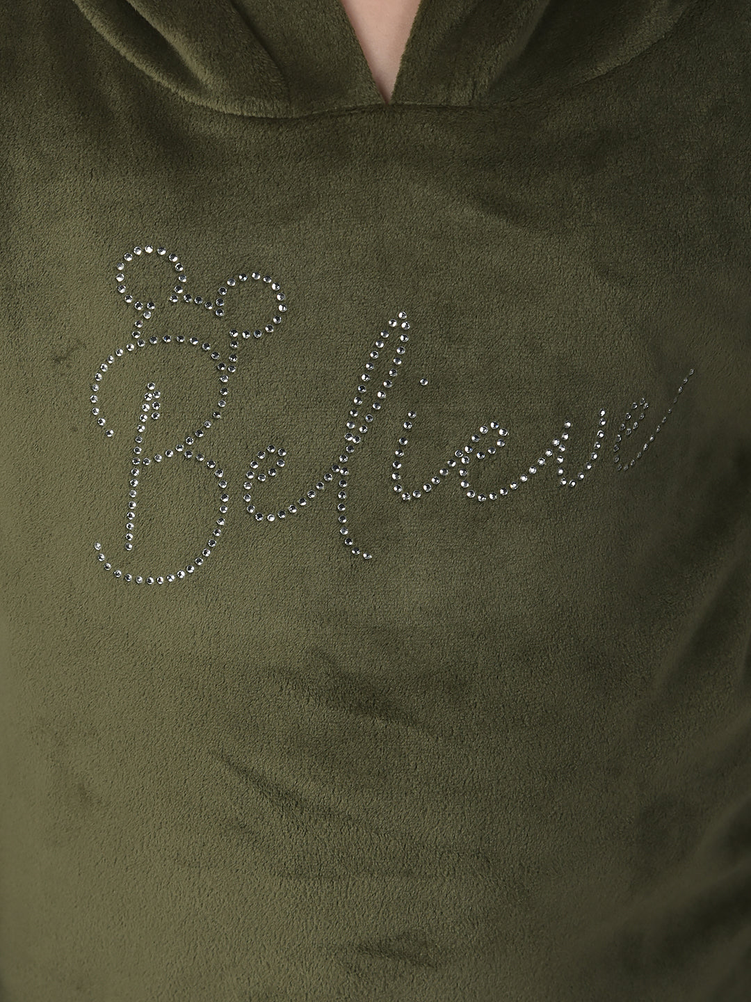  Olive Velvet Believe Sweatshirt