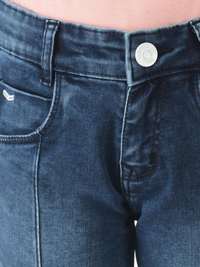  Blue Jeans with Logo Embellishment 