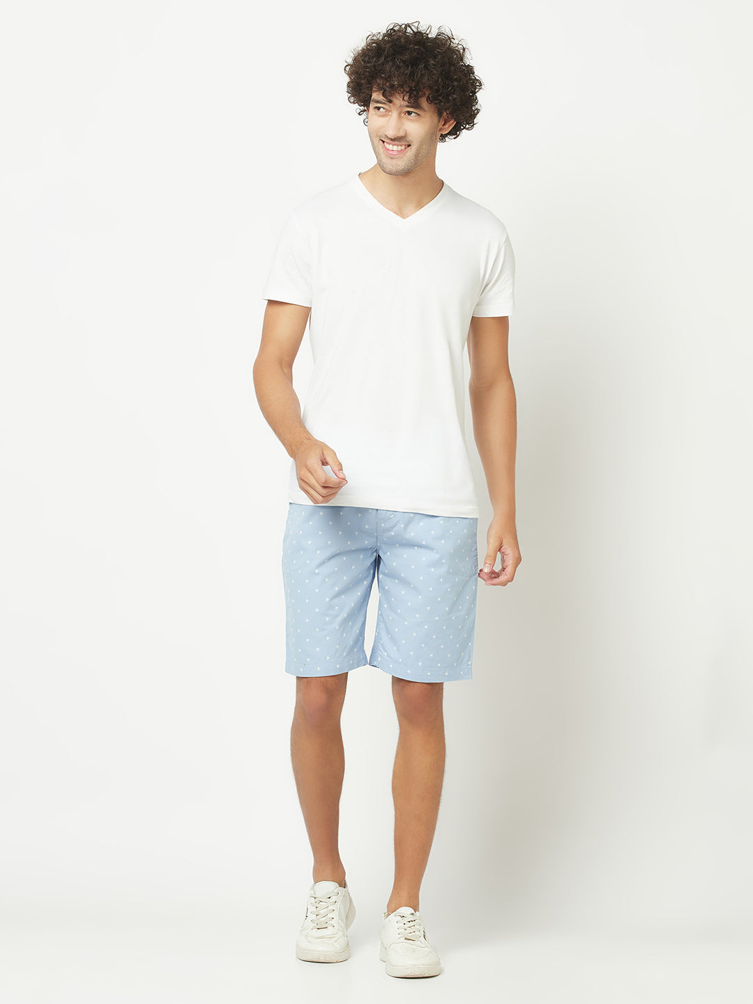 Blue Graphic Print Chino Shorts