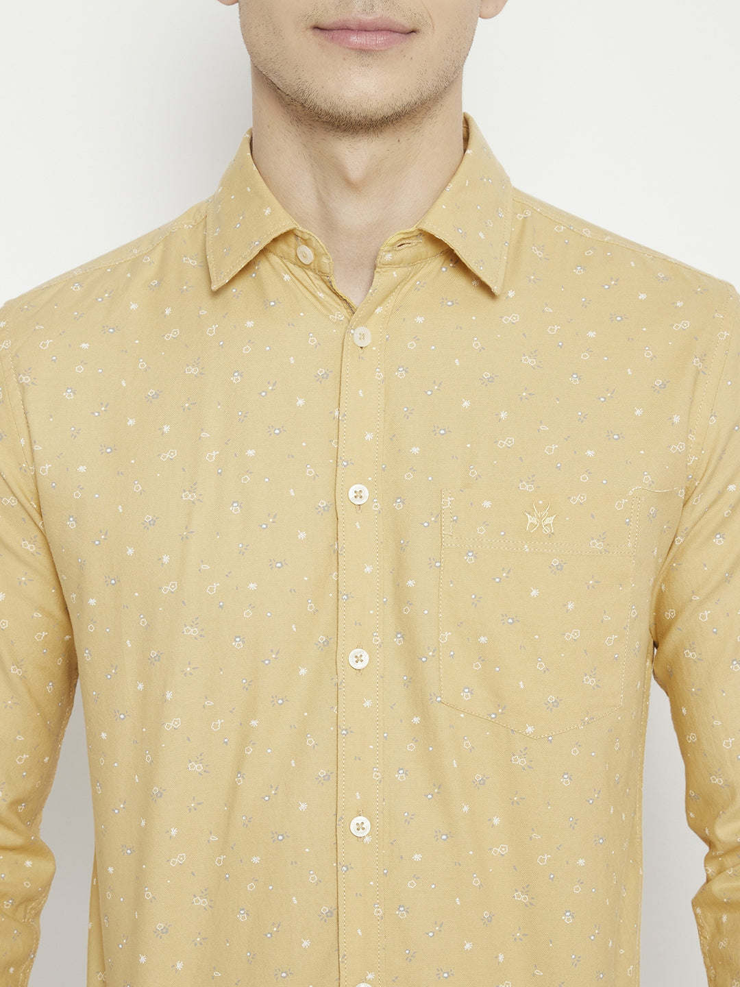 Yellow Floral Printed Slim Fit shirt - Men Shirts