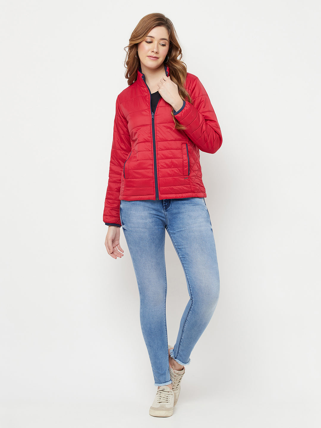 Red Reversible Padded Jacket - Women Jackets