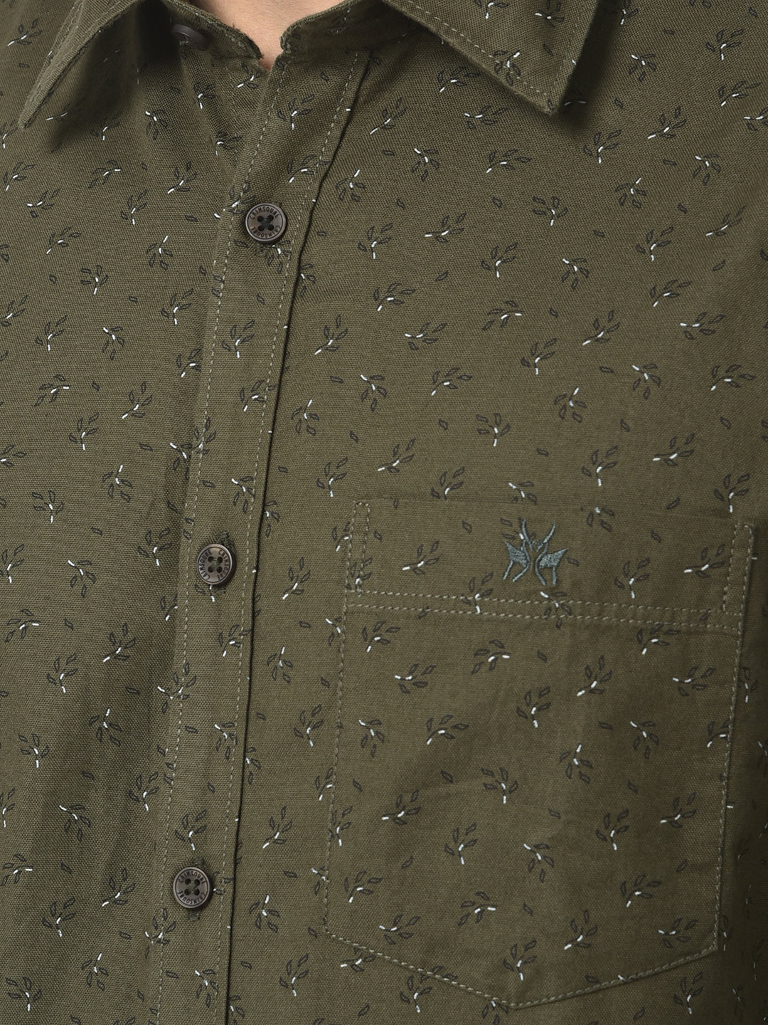Floral Print Olive Green Shirt