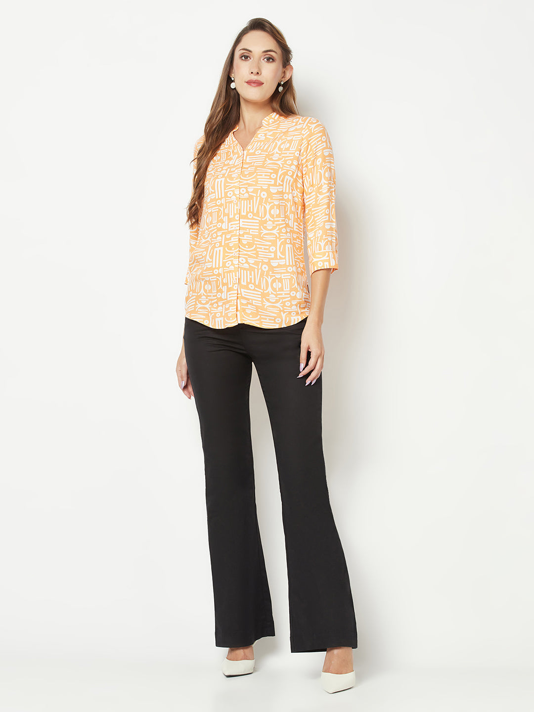  Orange Abstract Print Shirt