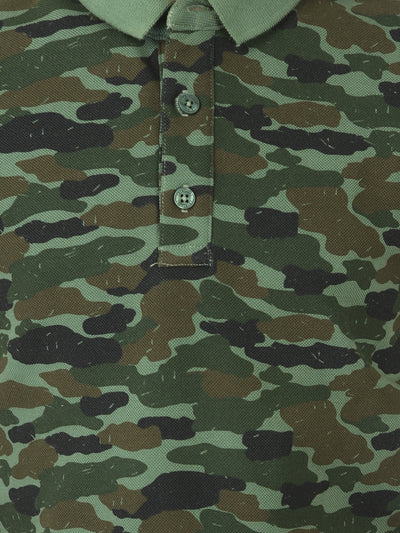 Green Camouflage Printed Polo T-shirt - Boys T-Shirts