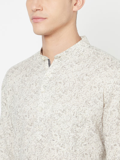 Beige Printed Kurta - Men Kurtas