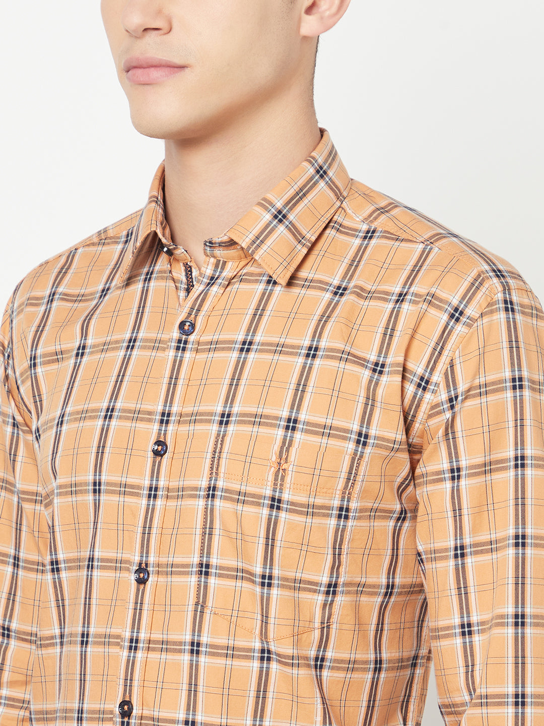 Peach Checked Shirt - Men Shirts
