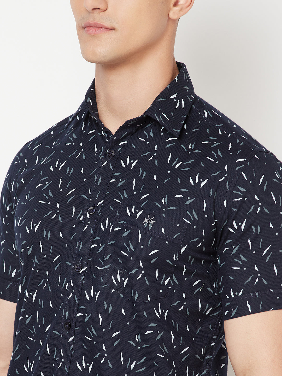 Navy Blue Printed Shirt - Men Shirts