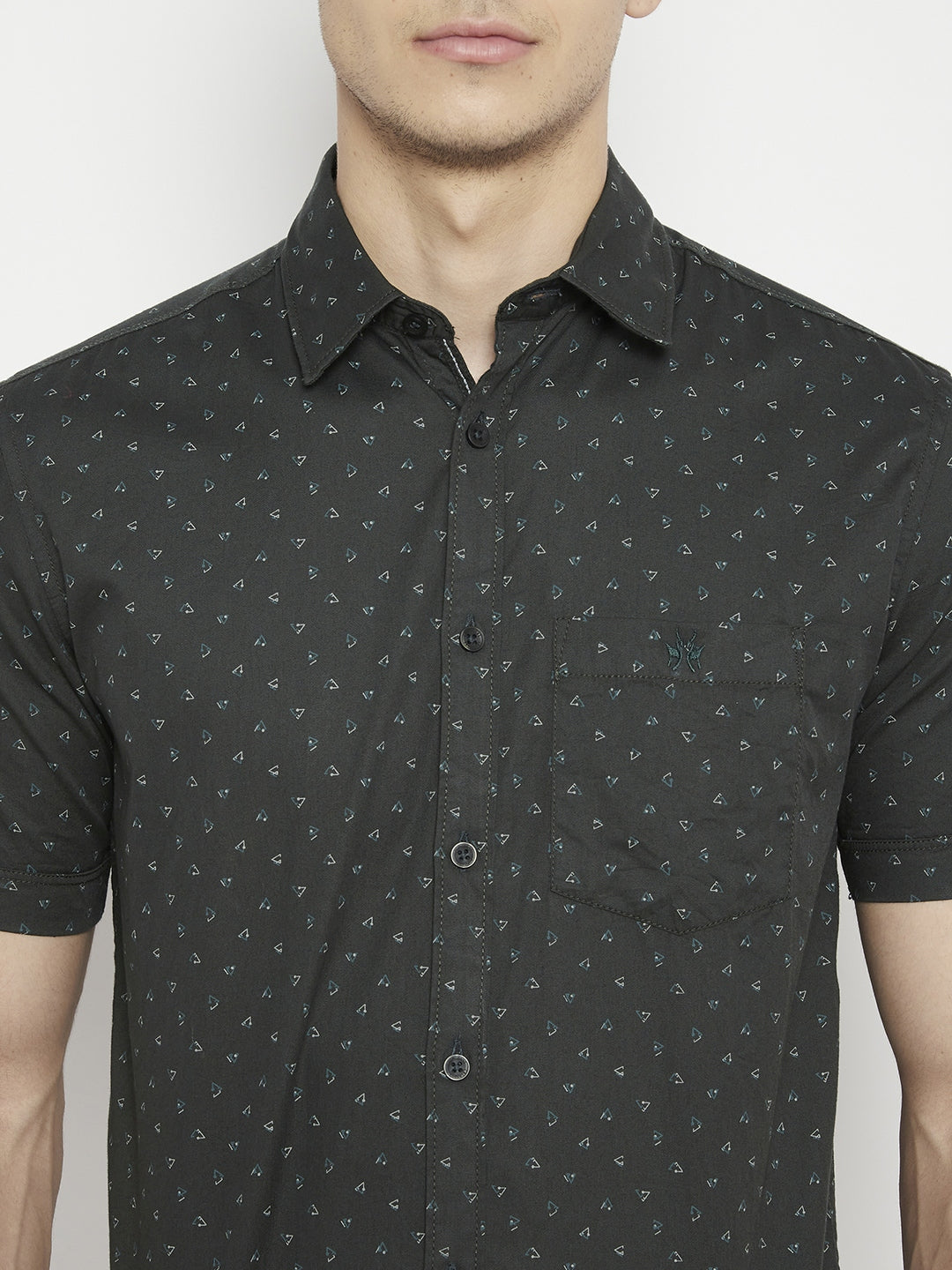 Olive Printed Slim Fit shirt - Men Shirts