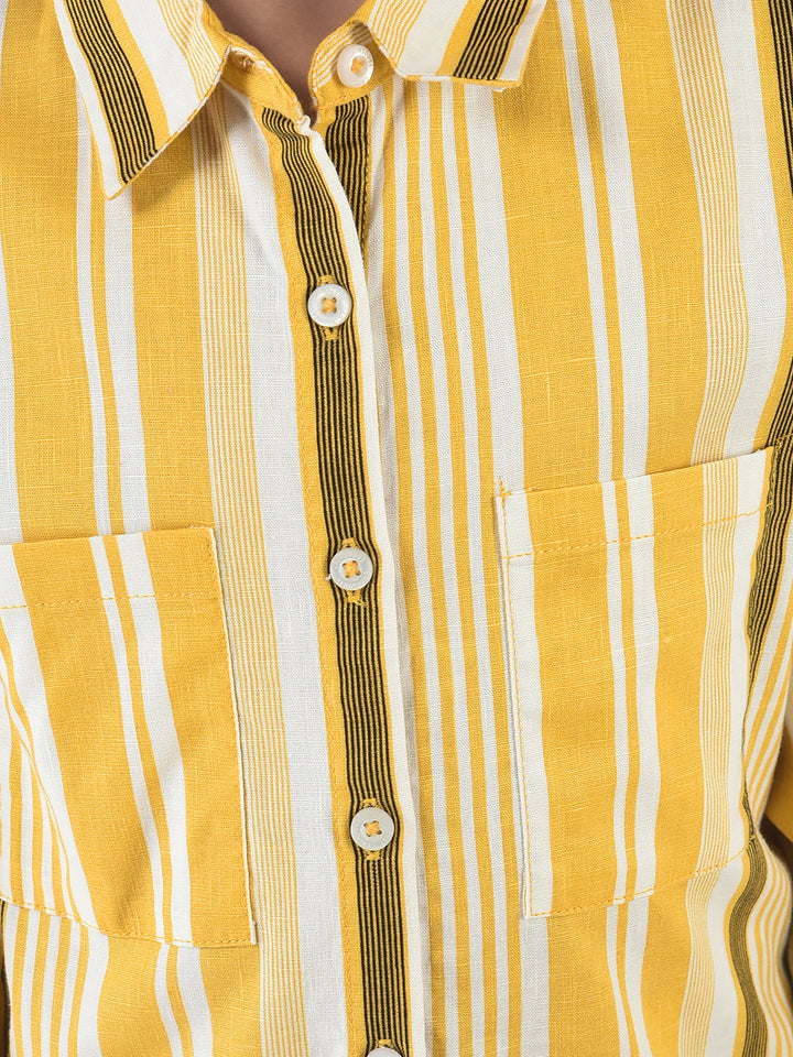 Yellow Shirt in Barcode Stripes