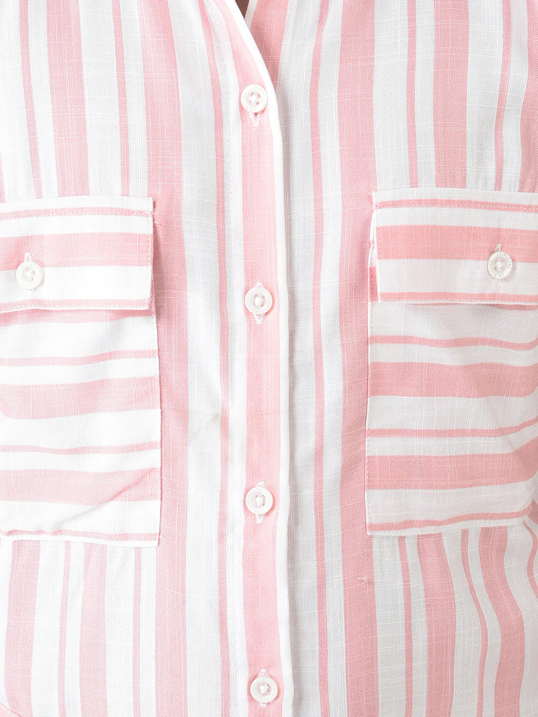  Pink Striped Longline Shirt Dress