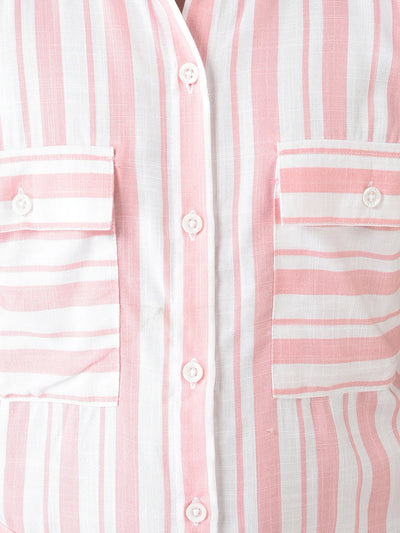  Pink Striped Longline Shirt Dress
